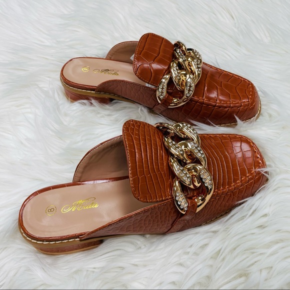 Tan croco chain mule sandal - Picture 10 of 12